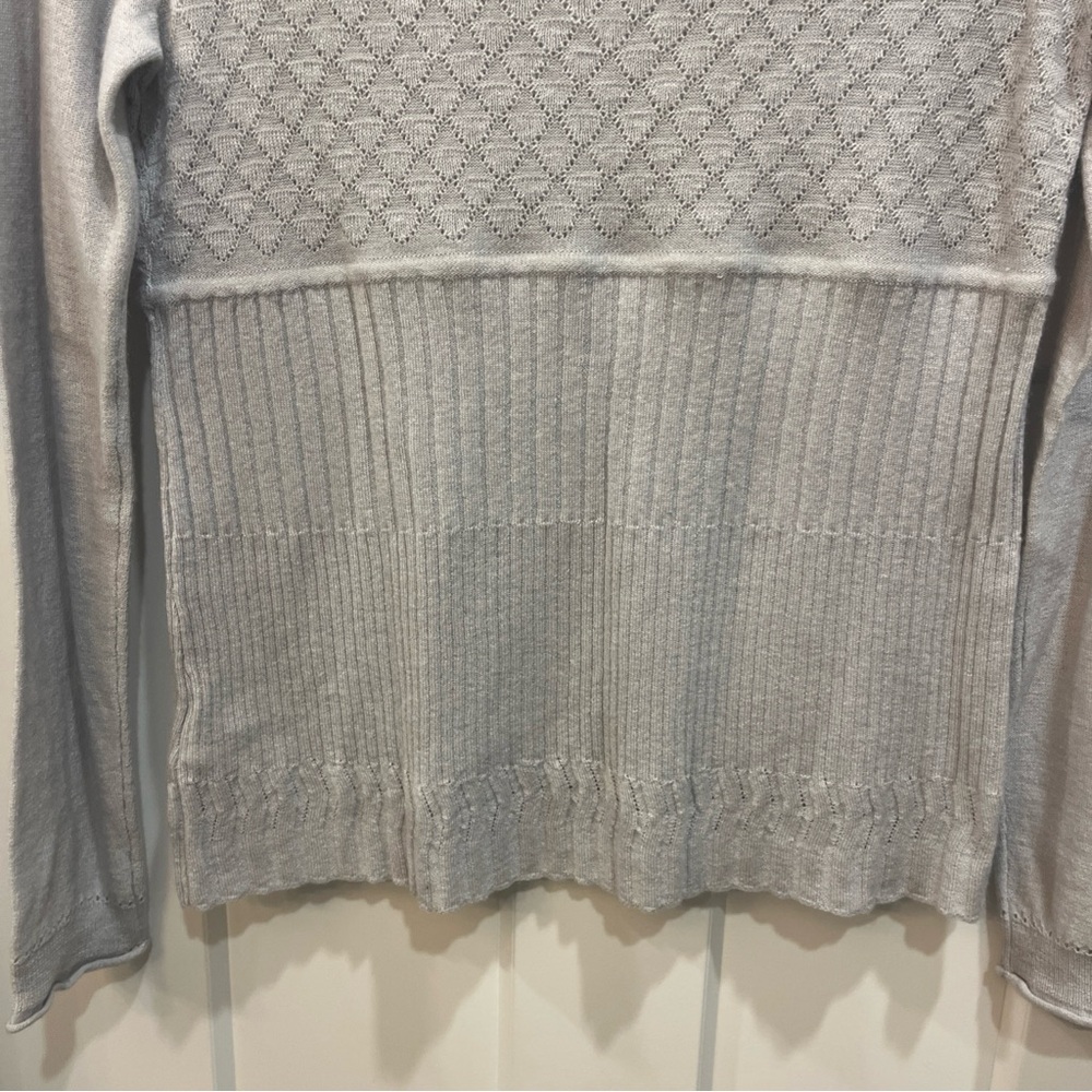 Guinevere Anthropologie Gray Silver Ribbed Lightweight Wool Sweater Size Medium - Picture 7 of 9